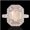 Image 1 : 4.50 ctw Morganite & Micro Pave VS/SI Diamond Ring 14k Rose Gold - REF-91X6A