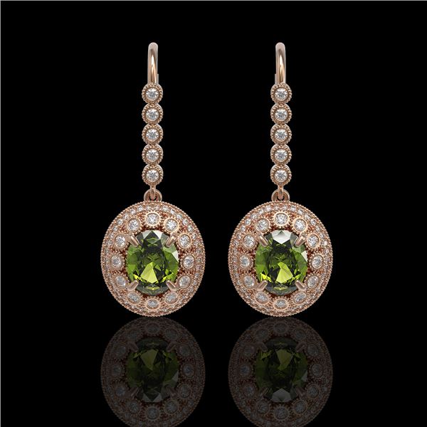 8.45 ctw Tourmaline & Diamond Victorian Earrings 14K Rose Gold - REF-250H8R