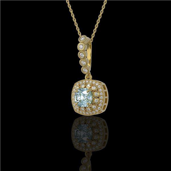 2.25 ctw Aquamarine & Diamond Victorian Necklace 14K Yellow Gold - REF-81R3K