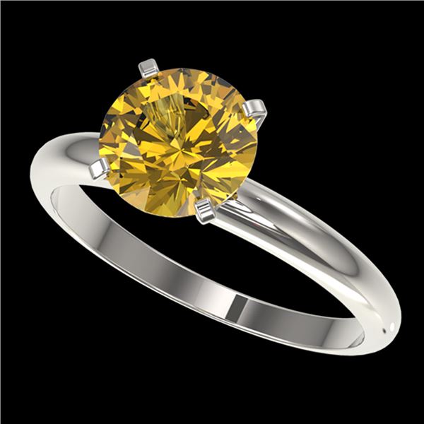 2 ctw Certified Intense Yellow Diamond Engagment Ring 10k White Gold - REF-355N9F