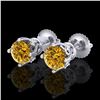 Image 1 : 1.26 ctw Intense Fancy Yellow Diamond Art Deco Earrings 18k White Gold - REF-200Y2X