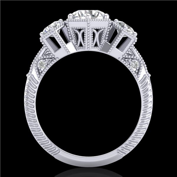 1.66 ctw VS/SI Diamond Solitaire Art Deco 3 Stone Ring 18k White Gold - REF-445M5G