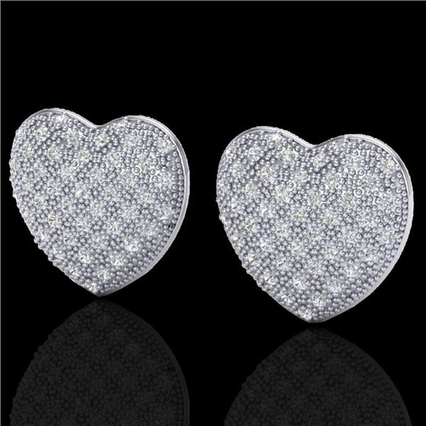 1.50 ctw Micro Pave VS/SI Diamond Heart Earrings 14k White Gold - REF-110W4H