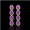 Image 1 : 5.56 ctw Amethyst & Diamond Micro Pave Halo Earrings 10k Rose Gold - REF-143N6F