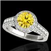 Image 1 : 2.56 ctw Certified SI/I Fancy Intense Yellow Diamond Ring 10k White Gold - REF-354Y5X