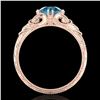 Image 3 : 1 ctw Intense Blue Diamond Engagment Art Deco Ring 18k Rose Gold - REF-180F2M