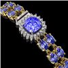 Image 2 : 16.96 ctw Tanzanite & Diamond Bracelet 14K Yellow Gold - REF-245M5G