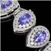 Image 3 : 50.04 ctw Tanzanite & Diamond Victorian Bracelet 14K White Gold - REF-2636N4F