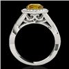 Image 2 : 2 ctw Certified SI/I Fancy Intense Yellow Diamond Halo Ring 10k White Gold - REF-245R5K