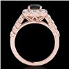 Image 2 : 2.5 ctw Certified VS Black Diamond Solitaire Halo Ring 10k Rose Gold - REF-91R4K