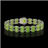 Image 3 : 17.26 ctw Peridot & Diamond Bracelet 14K White Gold - REF-263H6R