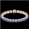 Image 2 : 40 ctw Tanzanite & Micro Pave Diamond Bracelet 14k Rose Gold - REF-618F2M