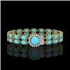 Image 1 : 13.37 ctw Turquoise & Diamond Bracelet 14K Yellow Gold - REF-245H5R