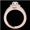 Image 2 : 1.5 ctw Certified Diamond Solitaire Halo Ring 10k Rose Gold - REF-218Y2X