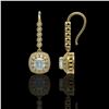 Image 2 : 4.5 ctw Aquamarine & Diamond Victorian Earrings 14K Yellow Gold - REF-172N8F