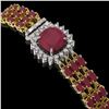 Image 2 : 31.91 ctw Ruby & Diamond Bracelet 14K Yellow Gold - REF-307H8R