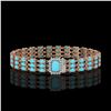 Image 1 : 19.27 ctw Turquoise & Diamond Bracelet 14K Rose Gold - REF-318G2W