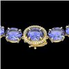 Image 1 : 170 ctw Tanzanite & Diamond Micro Eternity Necklace 14k Yellow Gold - REF-3163A6N