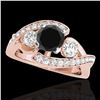 Image 1 : 2.01 ctw Certified VS Black Diamond Bypass Solitaire Ring 10k Rose Gold - REF-85F2M