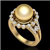 Image 2 : 0.83 CT Micro Pave VS/SI Diamond & Golden Pearl Ring 18k Yellow Gold - REF-85W5H