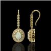 Image 2 : 7.81 ctw Certified Opal & Diamond Victorian Earrings 14K Yellow Gold - REF-256R8K