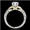 Image 2 : 1.1 ctw Certified Diamond Solitaire Ring 10k 2Tone Gold - REF-177X3A