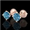 Image 1 : 1.5 ctw Fancy Intense Blue Diamond Art Deco Earrings 18k Rose Gold - REF-106G4W