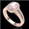 Image 2 : 3 ctw Morganite & Micro VS/SI Diamond Halo Ring 14k Rose Gold - REF-76M4G