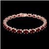 Image 2 : 15 ctw Garnet & VS/SI Diamond Certified Eternity Bracelet 10k Rose Gold - REF-74Y2X