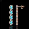 Image 2 : 4.84 ctw Turquoise & Diamond Micro Pave Halo Earrings 10k Rose Gold - REF-110M9G