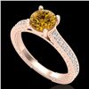 Image 1 : 1.45 ctw Intense Fancy Yellow Diamond Art Deco Ring 18k Rose Gold - REF-290X9A