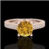 Image 2 : 1.45 ctw Intense Fancy Yellow Diamond Art Deco Ring 18k Rose Gold - REF-290X9A