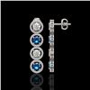 Image 2 : 5.42 ctw Blue & Diamond Micro Pave Earrings 18K White Gold - REF-513H8R