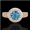 Image 2 : 1.53 ctw Fancy Intense Blue Diamond Art Deco Ring 18k Rose Gold - REF-236N4F