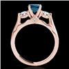 Image 2 : 1.75 ctw SI Certified Fancy Blue Diamond 3 Stone Ring 10k Rose Gold - REF-197X8A