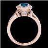 Image 2 : 1.5 ctw SI Certified Fancy Blue Diamond Solitaire Halo Ring 10k Rose Gold - REF-135Y2X