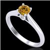 Image 1 : 0.40 ctw Intense Fancy Yellow Diamond Art Deco Ring 18k White Gold - REF-60W2H