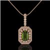 Image 2 : 6.7 ctw Tourmaline & Diamond Victorian Necklace 14K Rose Gold - REF-254A5N