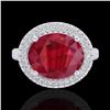 Image 2 : 4.50 ctw Ruby & Micro Pave VS/SI Diamond Certified Ring 18k White Gold - REF-119N6F