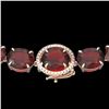 Image 1 : 145 ctw Garnet & Diamond Micro Eternity Necklace 14k Rose Gold - REF-455M6G