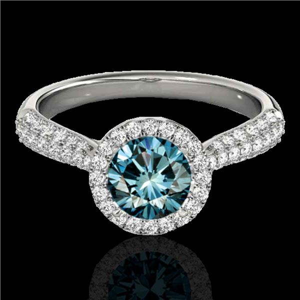 1.40 ctw SI Certified Fancy Blue Diamond Solitaire Halo Ring 10k White Gold - REF-127N8F