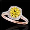 Image 1 : 1.4 ctw Certified SI/I Fancy Intense Yellow Diamond Ring 10k Rose Gold - REF-190H9R