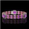 Image 1 : 16.25 ctw Amethyst & Diamond Bracelet 14K Rose Gold - REF-263M6G