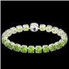 Image 2 : 40 ctw Peridot & Micro VS/SI Diamond Bracelet 14k White Gold - REF-259X8A