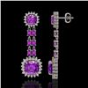 Image 2 : 18.96 ctw Amethyst & Diamond Earrings 14K White Gold - REF-222W2H