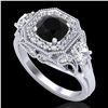 2.11 ctw Fancy Black Diamond Art Deco 3 Stone Ring 18k White Gold - REF-180X2A