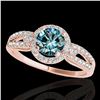 1.25 ctw SI Certified Fancy Blue Diamond Halo Ring 10k Rose Gold - REF-121G4W