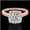 Image 1 : 1.37 ctw Certified Diamond Solitaire Halo Ring 10k Rose Gold - REF-197N8F