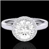 1.75 ctw Halo VS/SI Diamond Certified Micro Pave Ring 18k White Gold - REF-490M9G