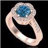 1.33 ctw Fancy Intense Blue Diamond Art Deco Ring 18k Rose Gold - REF-227R3K